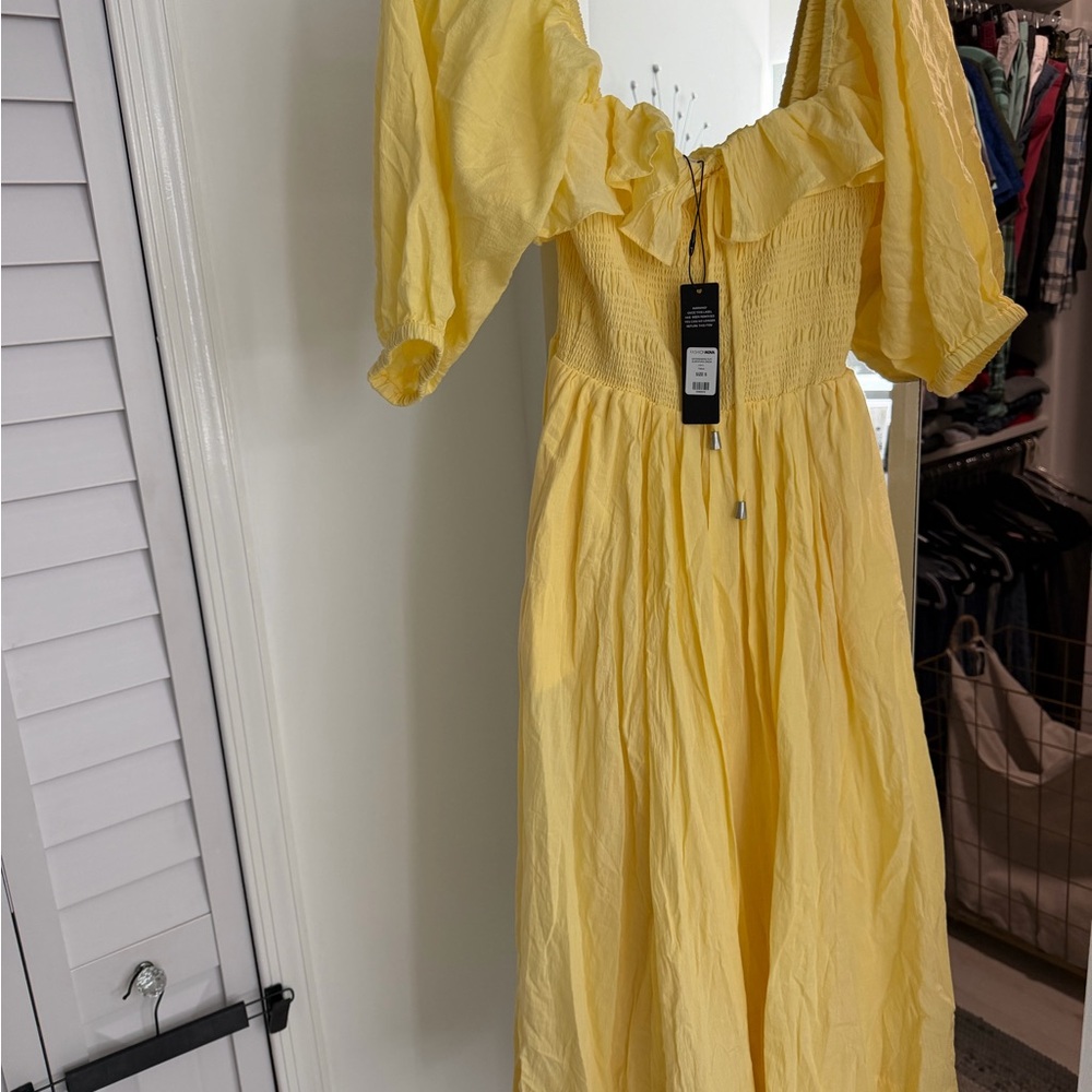 Fashion Nova Yellow Long Sleeve Dress